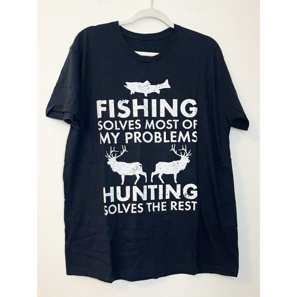 Fishing Hunting Funny Graphic T-Shirt Men's XL Outdoors Sportsman Country